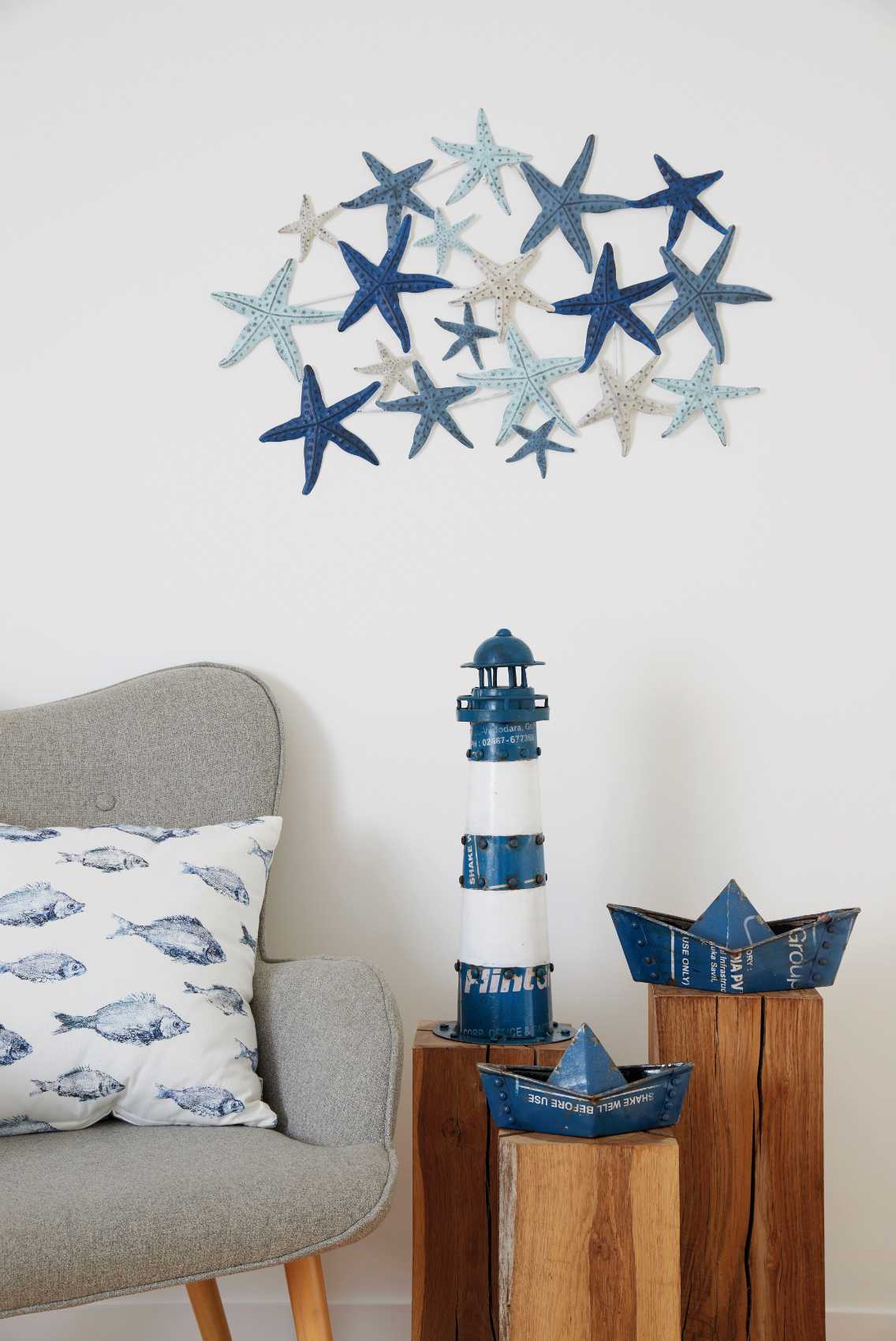 Blue Recycled Metal Lighthouse