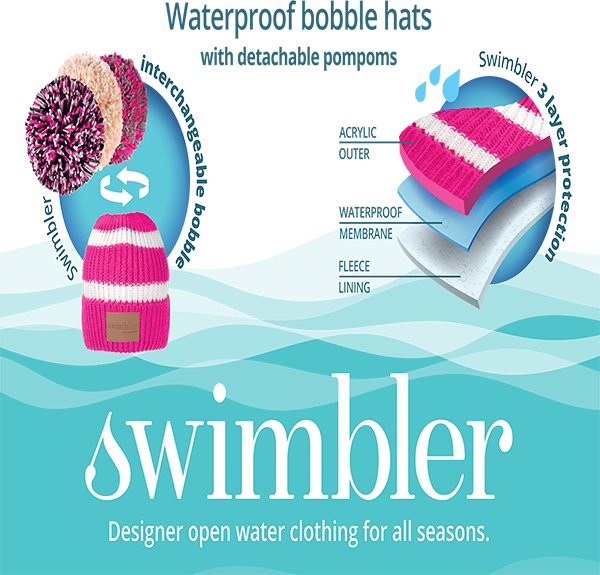 Swimbler ‘THE PINK FIZZ’ Waterproof Bobble Hat
