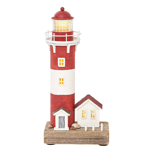 LED Red & White Lighthouse with House