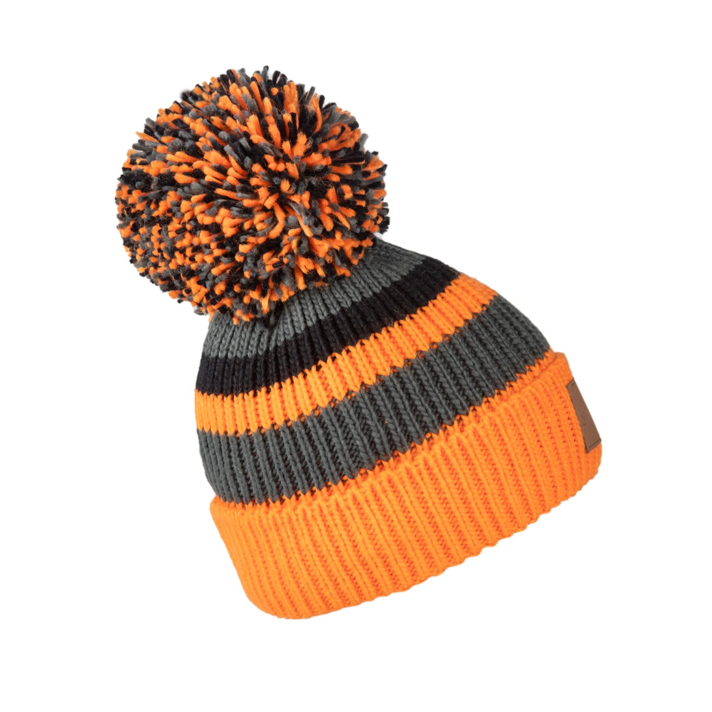 Swimbler Orange, Charcoal Grey & Black Waterproof Bobble Hat