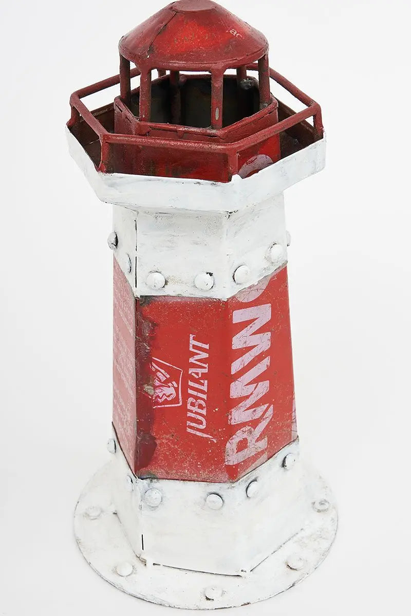 Red Recycled Metal Lighthouse
