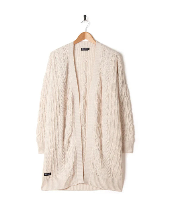 Saltrock - Cable Womens Knitted Longline Cardigan - Cream