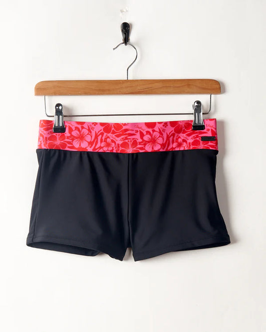 Saltrock - Cassie Hibiscus - Recycled Bikini Bottoms - Black/Pink