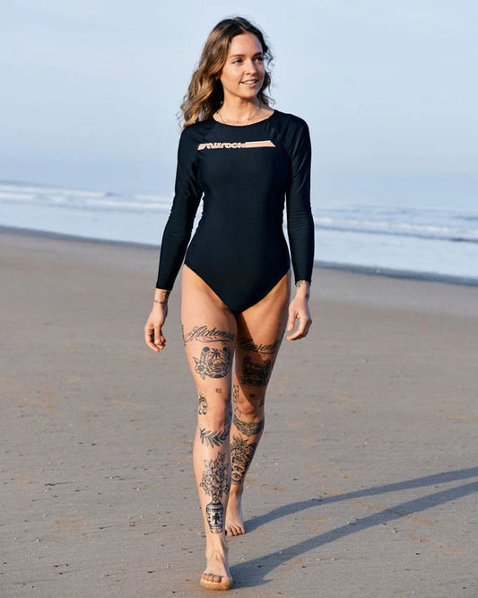 Saltrock -Cora Retro - Recycled Womens Long Sleeve Swimsuit - Dark Grey