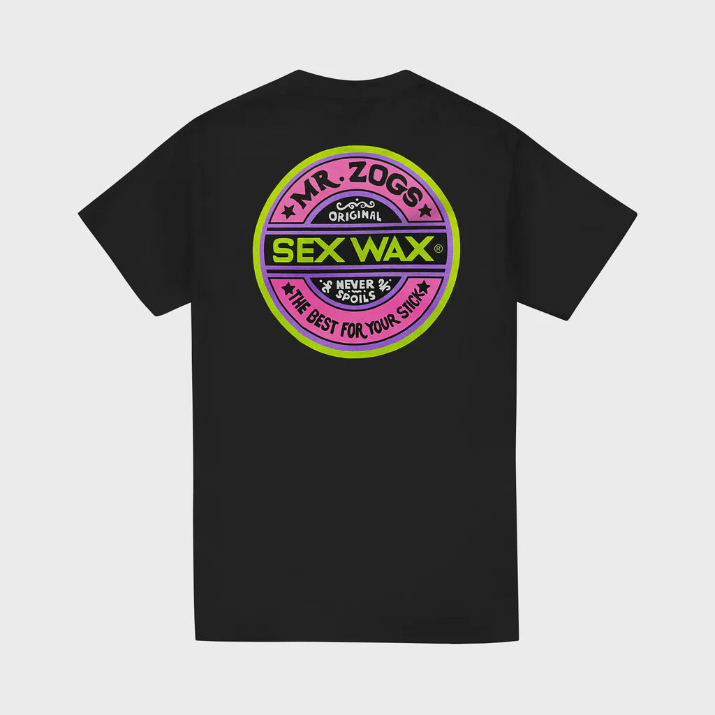 Mr Zogs Sexwax - Fluro -Mens Short Sleeve Black T-Shirt