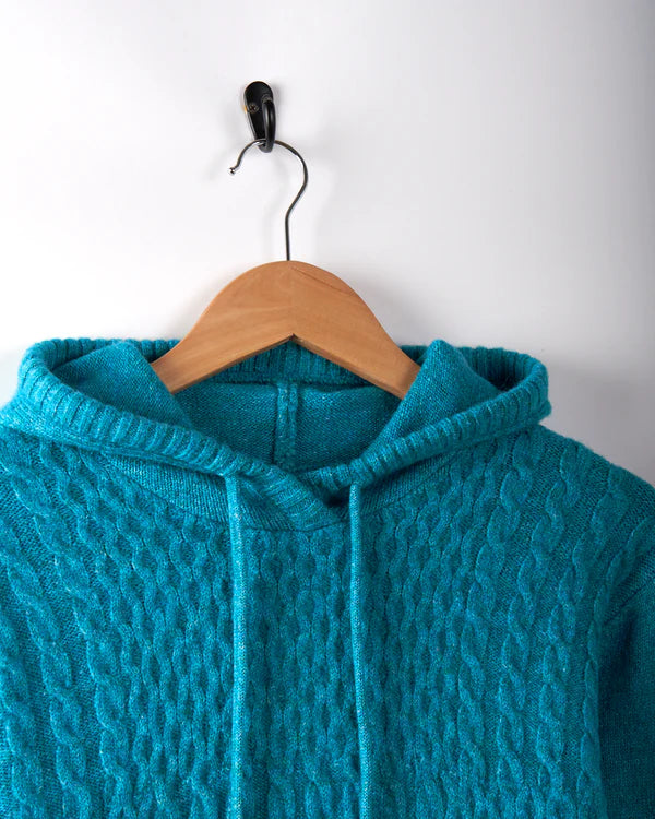 Saltrock - Hele Bay - Womens Longline Knitted Hoodie - Blue