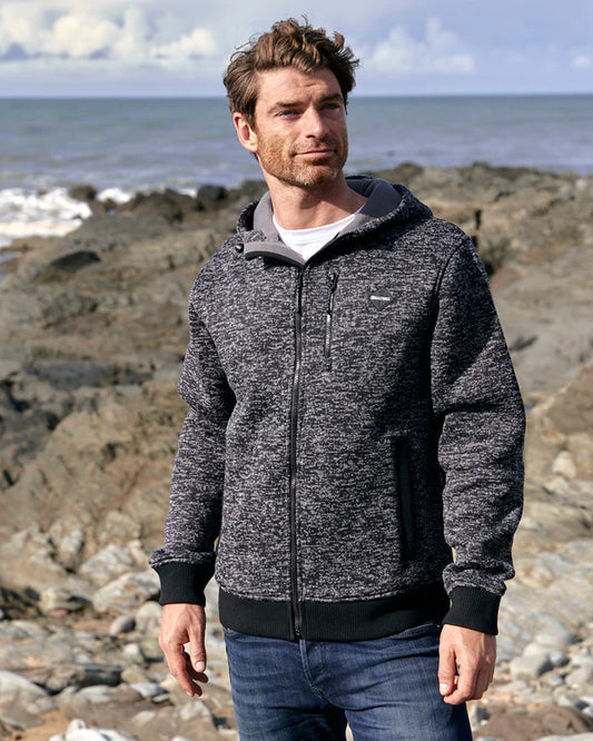 Saltrock - Oskar - Mens Bonded Zip Hoodie - Dark Grey