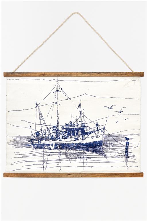 Fishing Boat Canvas Wall Hanging