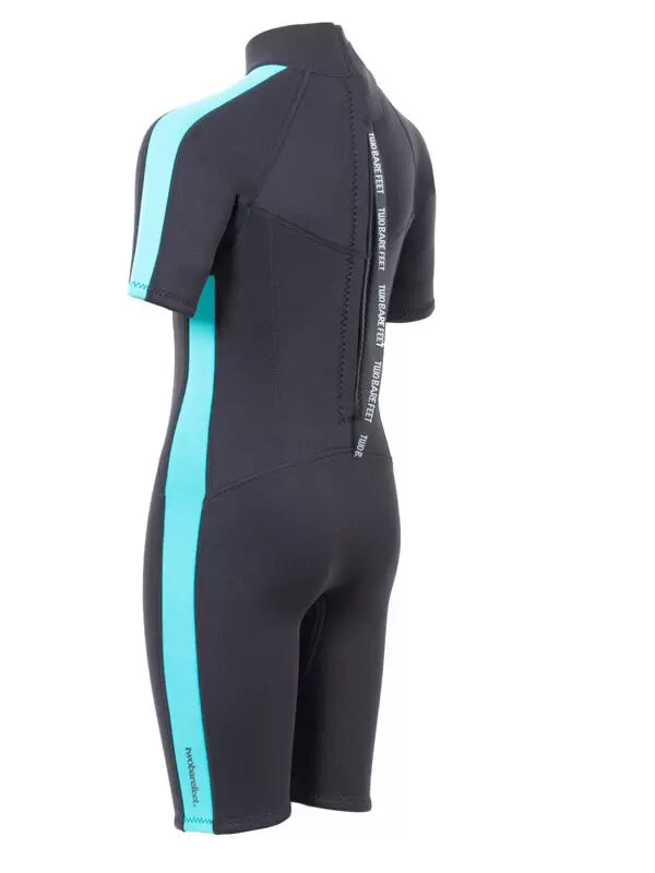 Two Bare Feet Flare Junior Shorty Wetsuit Black/Mint