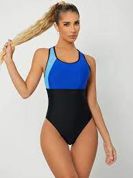 Ladies Colourblock Contrasting One Piece Swimsuit