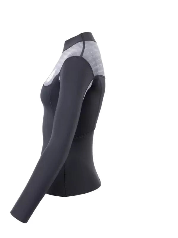 Two Bare Feet Womens Aspect Fleece Lined Zipless Thermal 2.5mm Superstretch Wetsuit Top (Black/Grey Stripe) - WAS £49.99